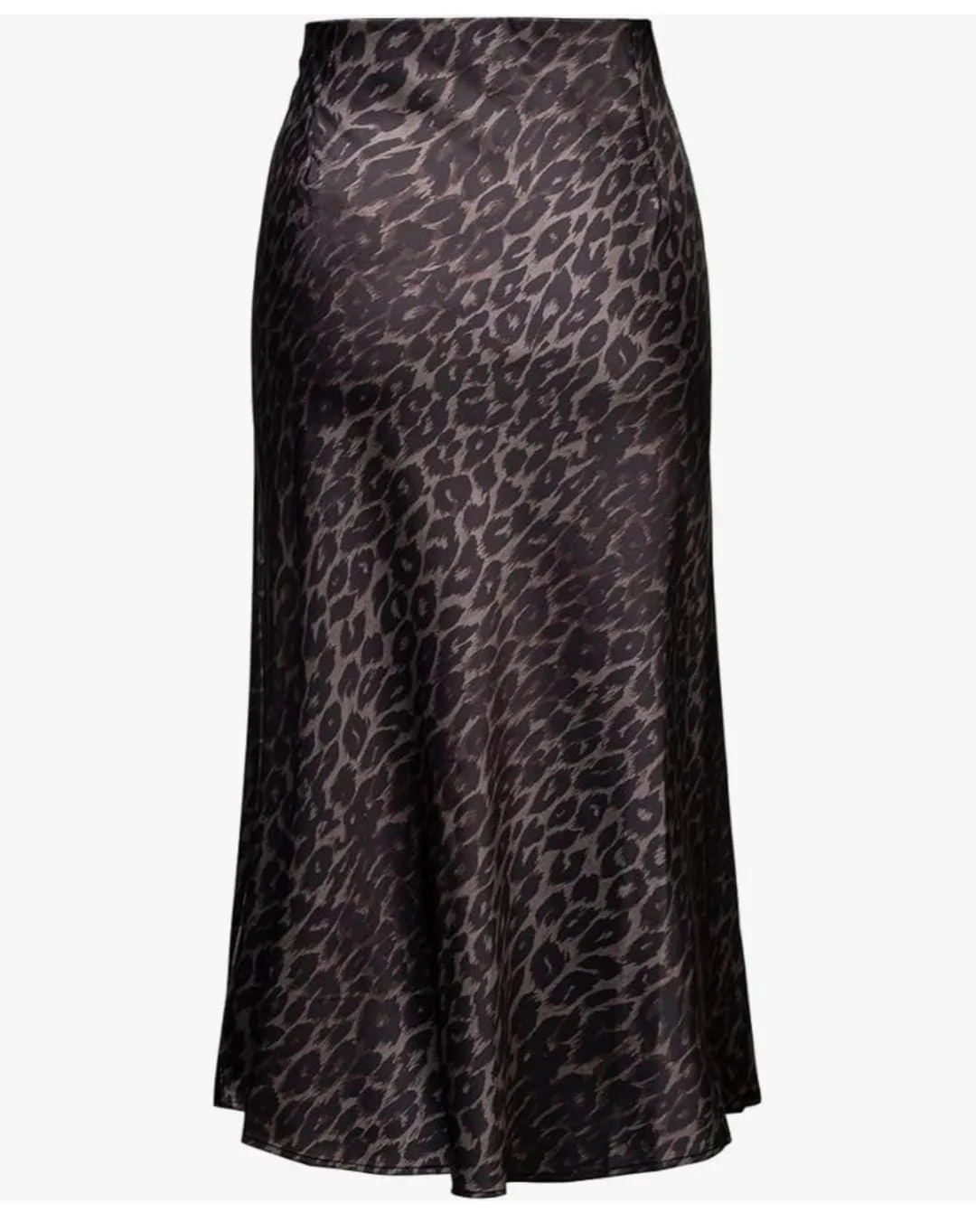Leopard Print Satin Midi Skirt