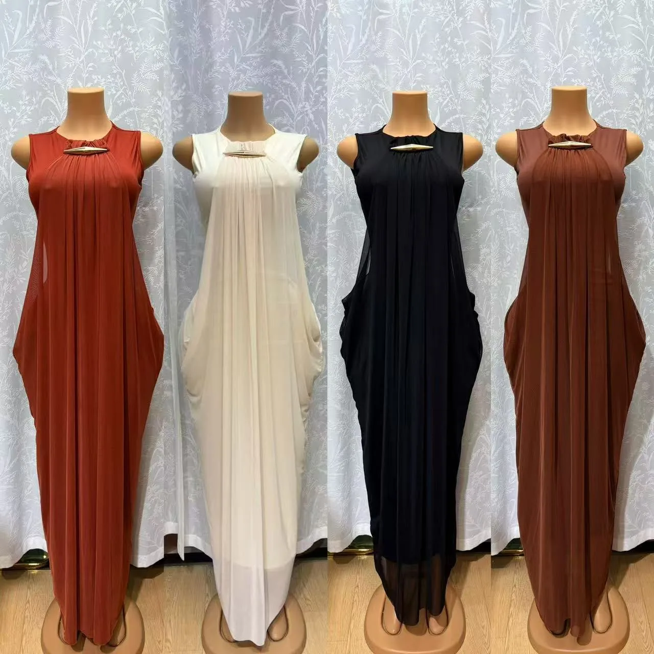 Sleeveless Pleated Maxi Dress