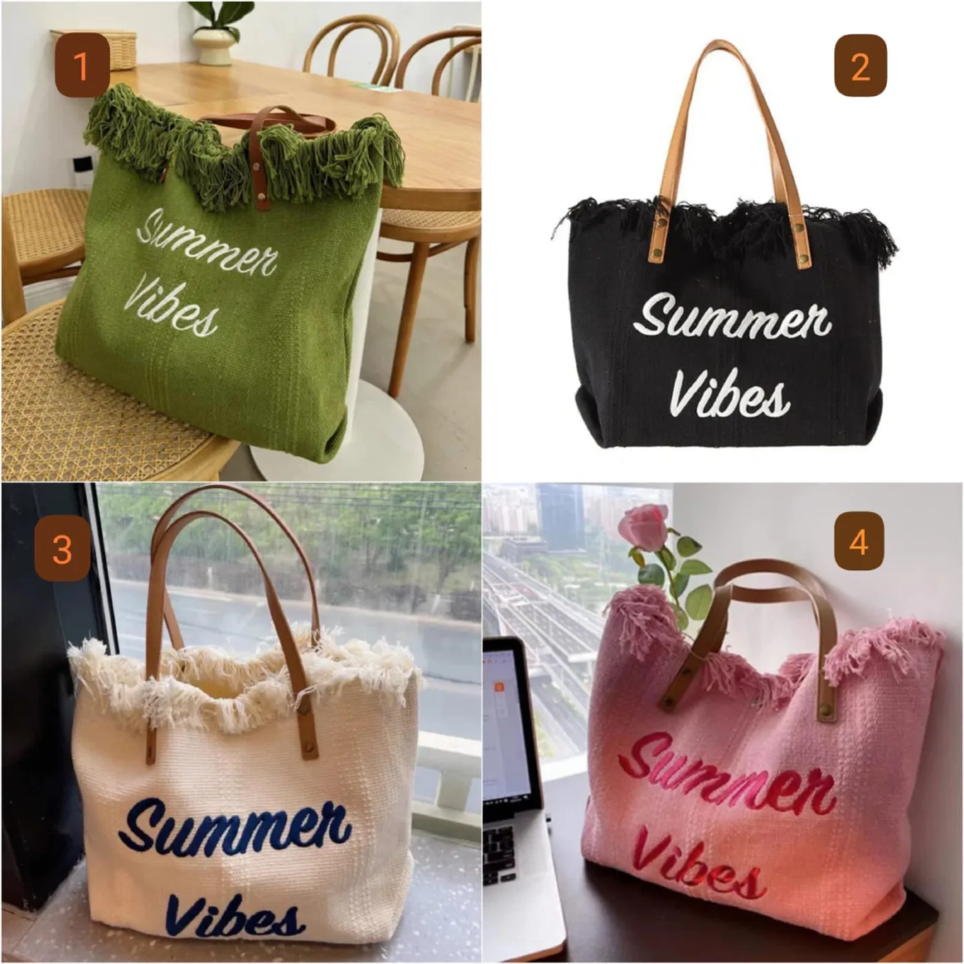'Summer Vibes' Linen Tote Bag